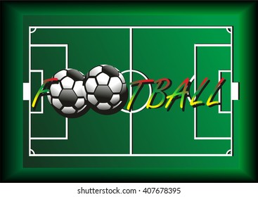 Football field and soccer balls .Vector illustration.