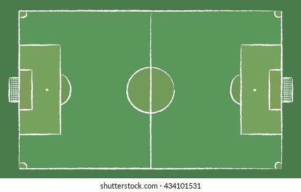 Football field or Soccer field. Chalk lines on a board. Sport tournament design in doodles style