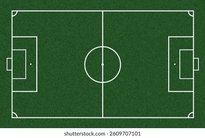 Football field. Soccer ground with green grass texture and frame. Vector illustration