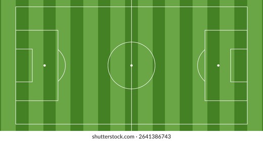 Football field. Soccer ground with green grass texture and frame. Vector illustration