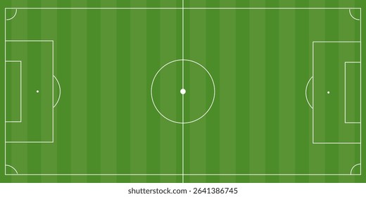 Football field. Soccer ground with green grass texture and frame. Vector illustration