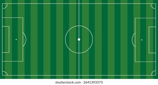 Football field. Soccer ground with green grass texture and frame. Vector illustration