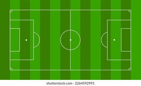 Football field. Soccer pitch top view.
Stadium markings with grass. Green lawn with white lines and center field. Football arena for sports games and matches.Vector background.