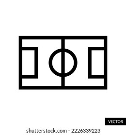 Football field, Soccer pitch vector icon in line style design for website, app, UI, isolated on white background. Editable stroke. EPS 10 vector illustration.