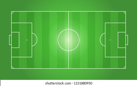 football field or soccer field realistic green grass top view flat vector