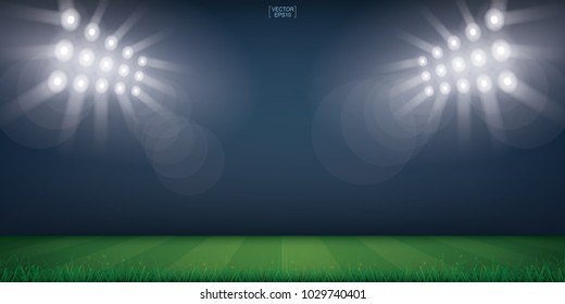 Football field or soccer field stadium background. Vector illustration.