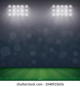 Football field or soccer field stadium background. Vector illustration.