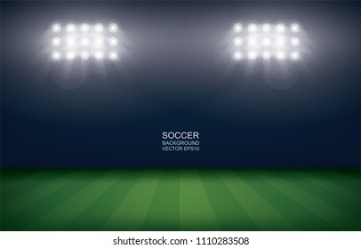 Football field or soccer field stadium background. Vector illustration.