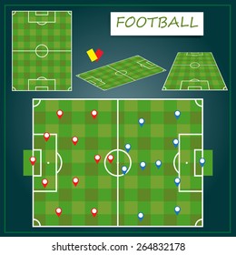 Football field or soccer field in vector info graphics