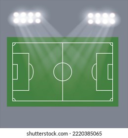 Football field or soccer field with white spotlight