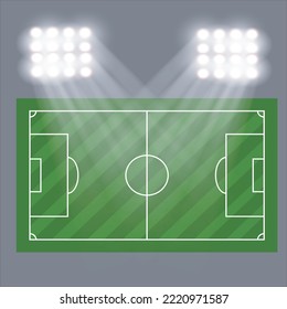 Football field or soccer field with white spotlight