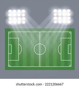 Football field or soccer field with white spotlight
