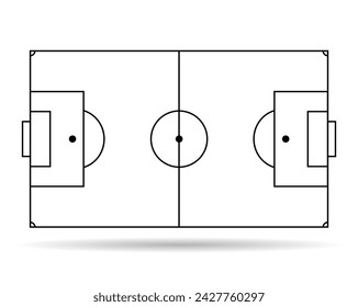 Football field sport shadow icon, soccer game area sign, web template vector illustration .