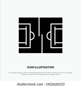 Football, Field, Sports, Soccer Solid Black Glyph Icon