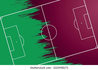 Football field top view. Football banner. Vector graphics.