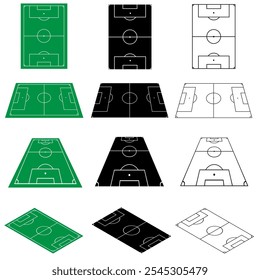 Football field vector icon set. Soccer field illustration sign collection. Football symbol. Soccer logo.