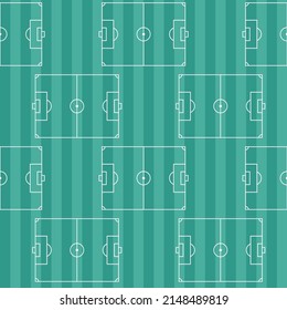 Football fields pattern. Soccer seamless background. Field with marking lines top view. Flat vector repeat illustration.