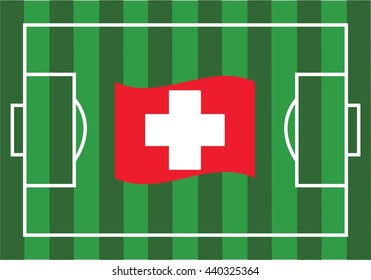 Football fields with switzerland flag