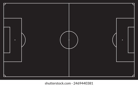 Football fields top view. Soccer grass fields with chalk lines. Green grass field background. Vector Football - Soccer Field. Scheme and marking of the football field, soccer field.