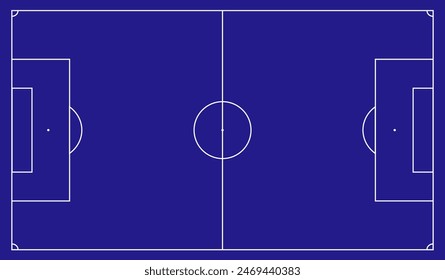 Campos de fútbol vista superior. Campos de fútbol de hierba con líneas de tiza. Fondo de campo de hierba verde. Fútbol de Vector - Campo de fútbol. Esquema y marcación del campo de fútbol, campo de fútbol.