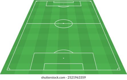 Football fields top view. Soccer grass fields with chalk lines. Green grass field background. Vector Football - Soccer Field. Scheme and marking of the football field, soccer field.