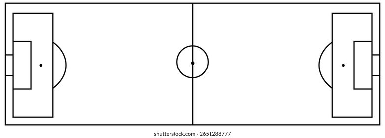 Football fields top view. Soccer grass fields with chalk lines. Green grass field background. Vector Football - Soccer Field. Scheme and marking of the football field, soccer field. 