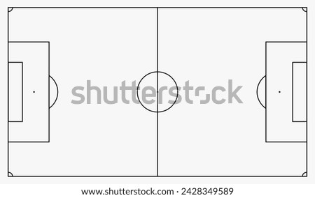 Football fields top view. Soccer grass fields with chalk lines. Green grass field background. Vector Football - Soccer Field. Scheme and marking of the football field, soccer field. 