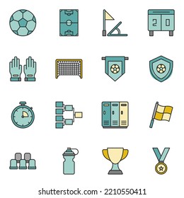 Football Filled Line Icon Set Vector