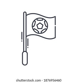 Football flag concept icon, linear isolated illustration, thin line vector, web design sign, outline concept symbol with editable stroke on white background.