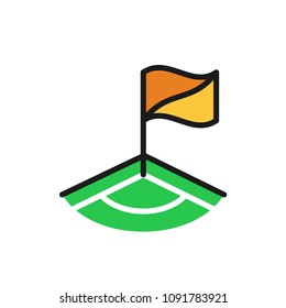 football flag corner field icon. simple illustration outline style sport symbol.