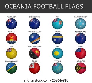 football flag of ocenia states vector set