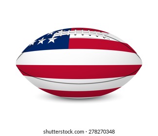 Football with flag of USA, isolated on white background. Vector EPS10 illustration. 