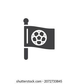 Football flag vector icon. filled flat sign for mobile concept and web design. Soccer flag with ball glyph icon. Symbol, logo illustration. Vector graphics