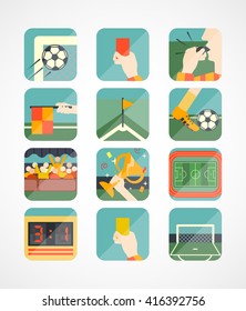 Football flat design icons. Soccer flat icons vector illustration