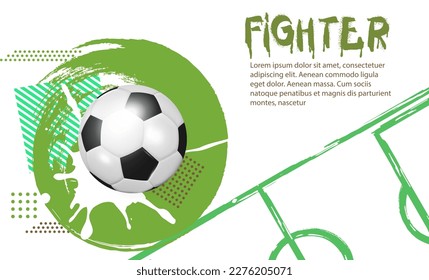 Football flyer, ticket or banner background. Football or soccer ball on modern background. Football cover design template