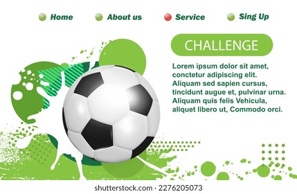 Football flyer, ticket or banner background. Football or soccer ball on modern background. Football cover design template