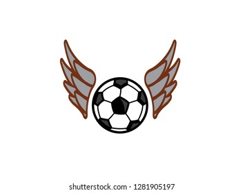 Football flying with wings logo
