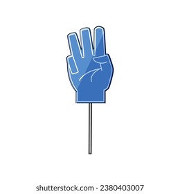 football foam fan finger cartoon. number glove, one sign, winner soccer football foam fan finger sign. isolated symbol vector illustration