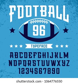 football font. Vector alphabet with latin letters and numbers