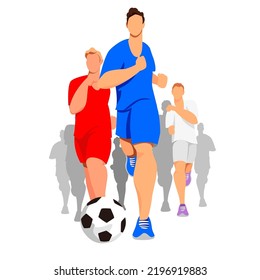 football. footballers. team of athletes with the ball. vector illustration of people in sports
