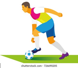 football forward demonstrates his unique dribbling