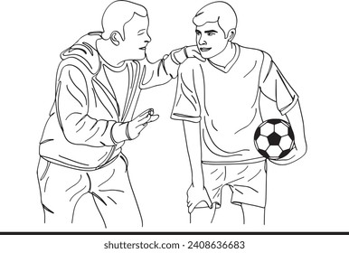 Diversión al fútbol: Escenas ilustradas de entrenadores enseñando a los niños el juego, tutoría de fútbol en caricaturas: Consejos y trucos para jugadores jóvenes