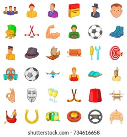 Football game icons set. Cartoon style of 36 football game vector icons for web isolated on white background