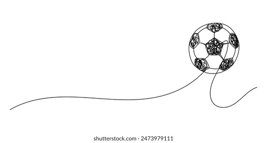 Football game. Soccer ball. Continuous line drawing.