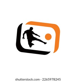 Football game sport tv channel vector logo design