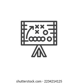 Football game tactics line icon. linear style sign for mobile concept and web design. American football play strategy outline vector icon. Symbol, logo illustration. Vector graphics