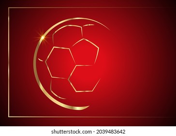 football games Icon gold ball symbol. Sport sign, vector emblem isolated on luxury red background vip card, Flat style for graphic and web design, logo