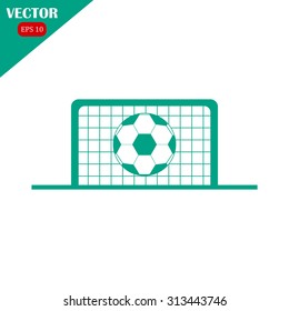 Football gate and ball vector icon. Soccer Sport goalkeeper symbol