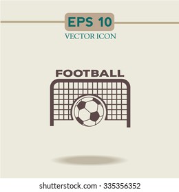 Football gate and ball vector icon. Soccer Sport goalkeeper symbol.