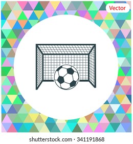 Football gate and ball vector icon. Soccer Sport goalkeeper symbol.